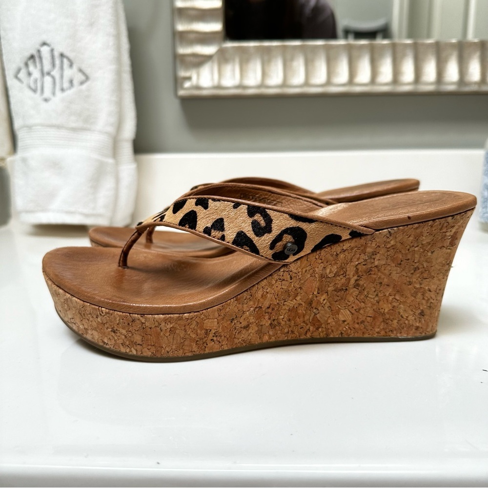 Ugg cheetah print wedge heels size 10
